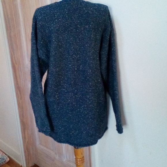 VGUC - BURBERRYS Ladies' Navy Fleck Wool/Silk V-Neck Sweater Size M/L - Picture 8 of 11